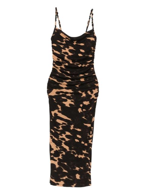 Nanushka ruched print midi dress - Brown - zdjęcie produktu nr 1