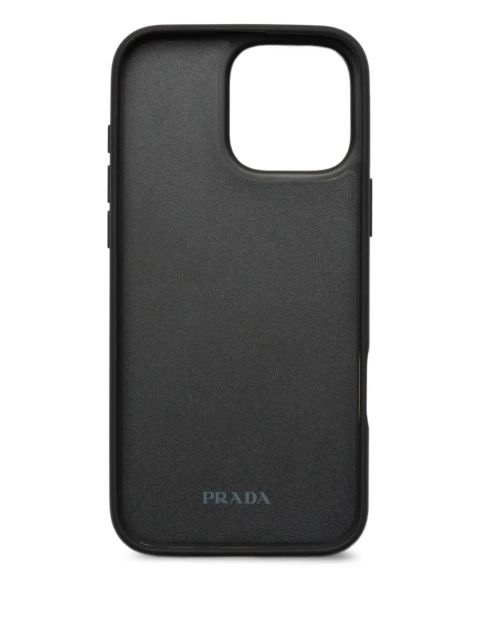 Prada Saffiano leather iPhone 16 Pro Max case - Black