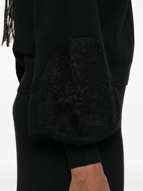 TWINSET lace-sleeves sweater - Black