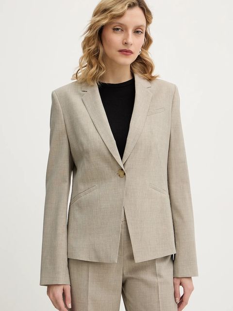 BOSS marynarka wełniana kolor beżowy jednorzędowa melanżowa 50542010 - zdjęcie produktu nr 1