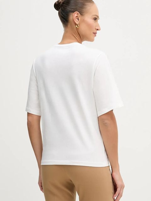 Sisley t-shirt bawełniany damski kolor beżowy 3I1XL107Y