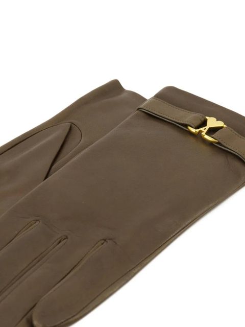 AMI Paris Ami De Coeur leather gloves - Brown - zdjęcie produktu nr 2