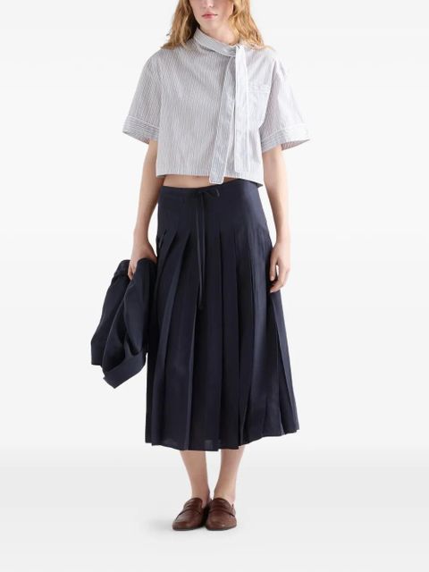 Prada pleated silk midi-skirt - Blue - zdjęcie produktu nr 2