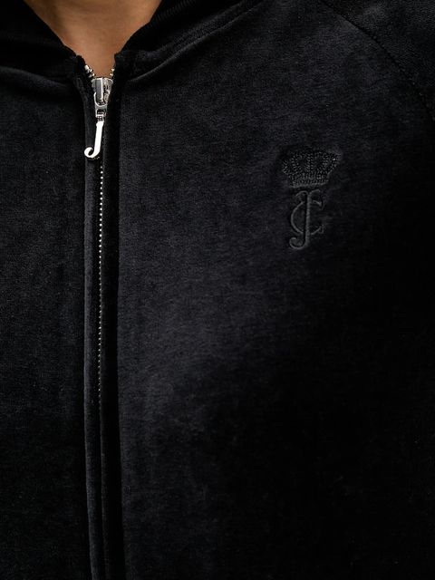 Juicy Couture bluza Heritage damska kolor czarny z kapturem gładka JCGAS126001