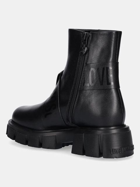 Love Moschino botki skórzane damskie kolor czarny na platformie JA24115G1NIAX000