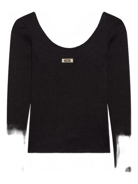 GCDS logo-patch long-sleeve T-shirt - Black