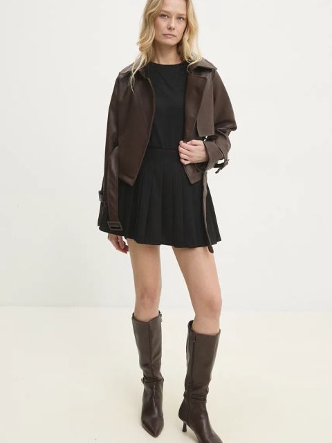 Answear.LAB kurtka damska kolor brązowy przejściowa