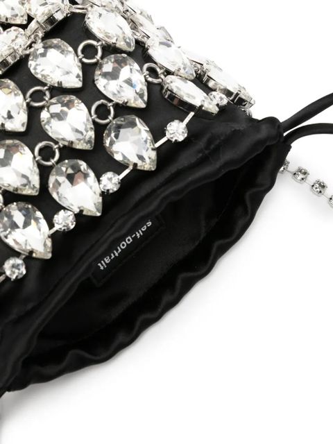 Self-Portrait Chainmail crystal-embellishment shoulder bag - Silver