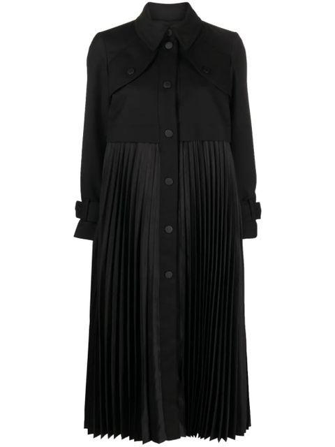 SANDRO pleated gabardine trench coat - Black