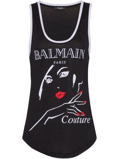 Balmain graphic-print tank topi - Black - zdjęcie produktu nr 1