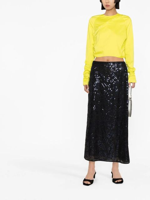 GANNI crew-neck long-sleeved blouse - Yellow - zdjęcie produktu nr 2