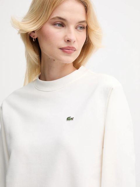 Lacoste bluza bawełniana damska kolor beżowy gładka SF5270