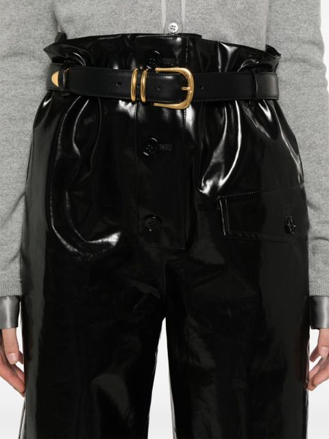 Saint Laurent paperbag-waist coated trousers - Black - zdjęcie produktu nr 2