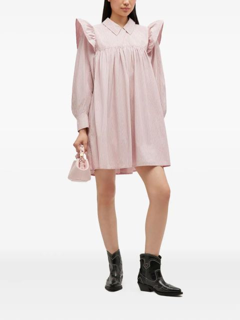 GANNI ruffled striped mini dress - Pink - zdjęcie produktu nr 2