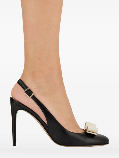 Ferragamo 90mm bow slingback pumps - Black