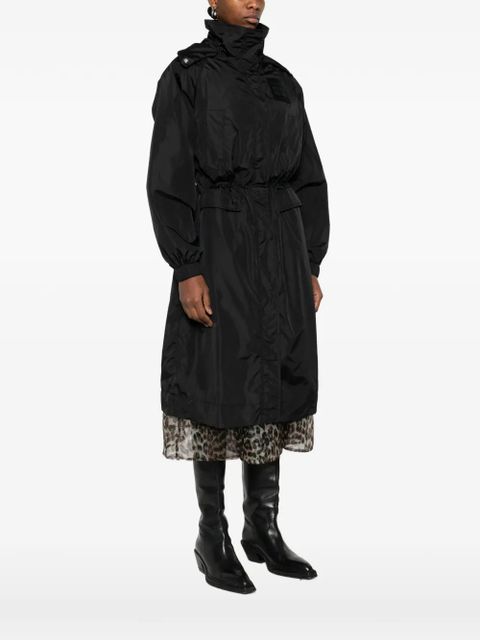 GANNI logo-patch coat - Black