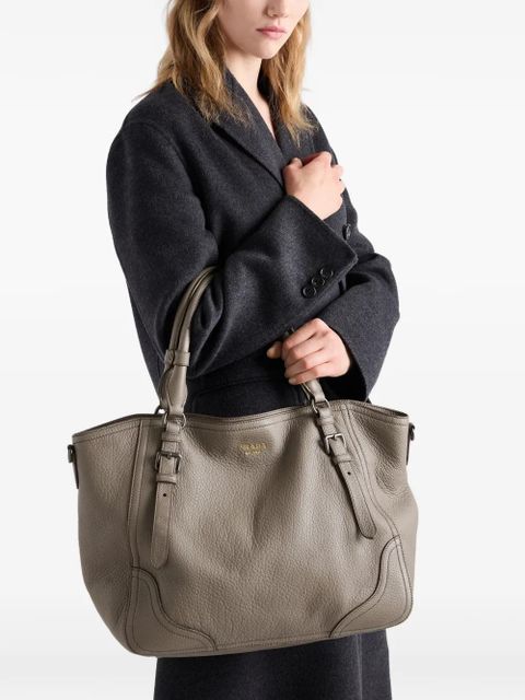 Prada large leather tote bag - Grey
