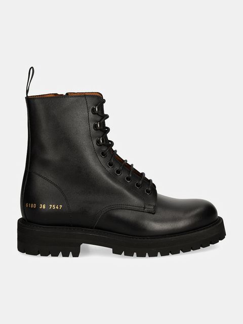 Common Projects botki Combat damskie kolor czarny na płaskim obcasie 6180 - zdjęcie produktu nr 2