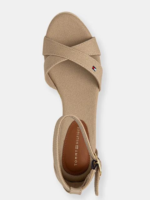 Tommy Hilfiger sandały FLAG CRISS-CROS MID WEDGE ESPAD kolor beżowy FW0FW08481