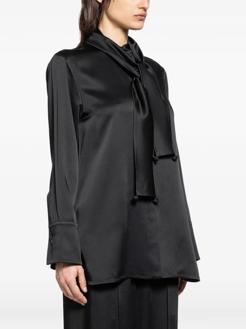 Jil Sander 132 tie-neck satin blouse - Black - zdjęcie produktu nr 2