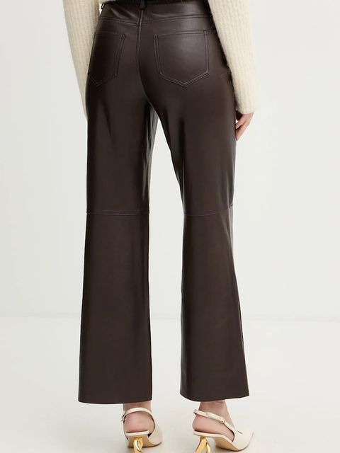 Morgan spodnie damskie kolor brązowy proste high waist PEMPER