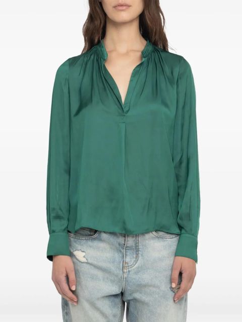 Zadig&Voltaire Tink satin V-neck top - Green