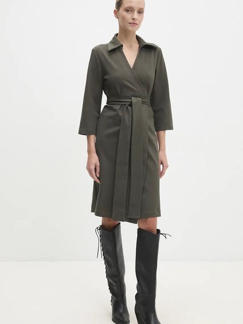 Answear.LAB sukienka kolor zielony mini rozkloszowana