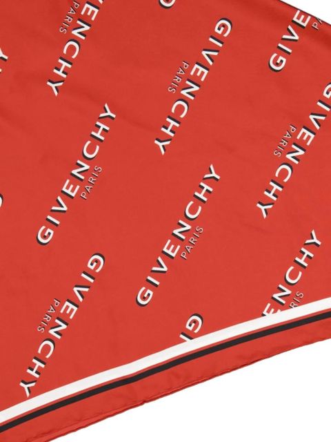 Givenchy logo-lettering silk scarf - Red