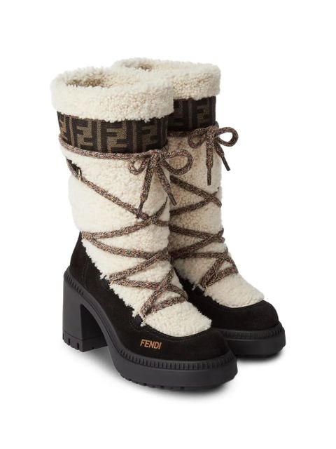 FENDI Apres Chic logo shearling boots - White