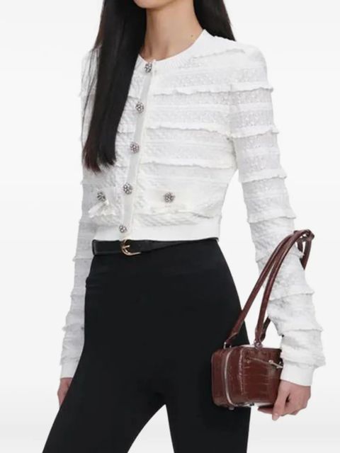 Self-Portrait pointelle-knit cardigan - White - zdjęcie produktu nr 2