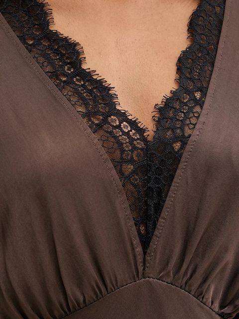 Answear.LAB sukienka kolor brązowy maxi rozkloszowana