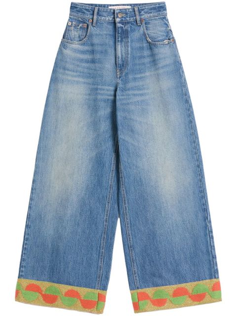 Valentino Garavani jacquard-trim jeans - Blue - zdjęcie produktu nr 2
