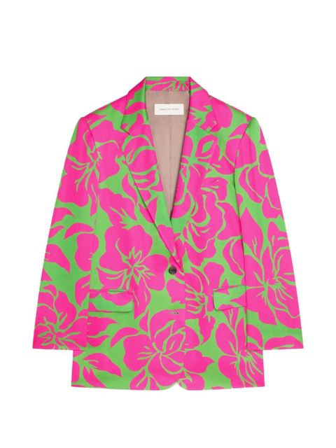 DRIES VAN NOTEN oversized floral satin blazer - Green - zdjęcie produktu nr 1