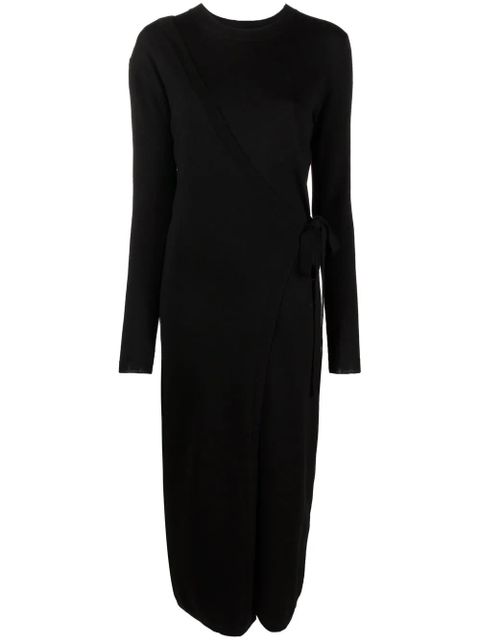 TOTEME side-tie wool midi dress - Black - zdjęcie produktu nr 1