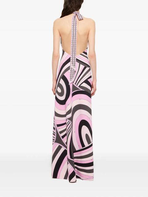 PUCCI print V-neck long dress - Pink