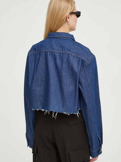 G-Star kurtka jeansowa damska kolor granatowy przejściowa oversize - zdjęcie produktu nr 2