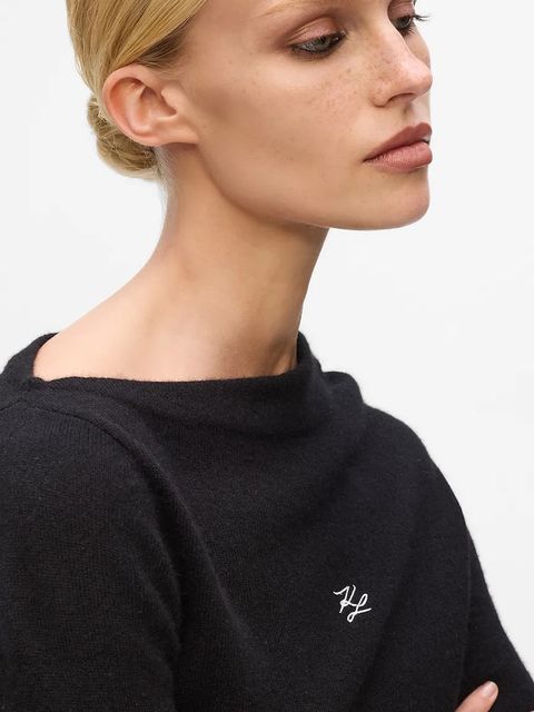 Karl Lagerfeld sweter kaszmirowy damskie kolor czarny lekki A4W18042