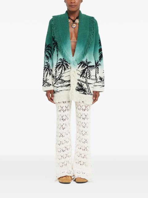 Alanui Wave Bloom fringed cardi-coat - Green - zdjęcie produktu nr 2