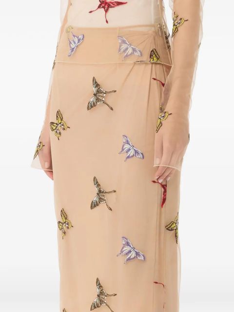 Blumarine butterfly-applique midi skirt - Neutrals