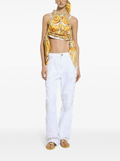 Dolce & Gabbana logo-patch boyfriend jeans - White