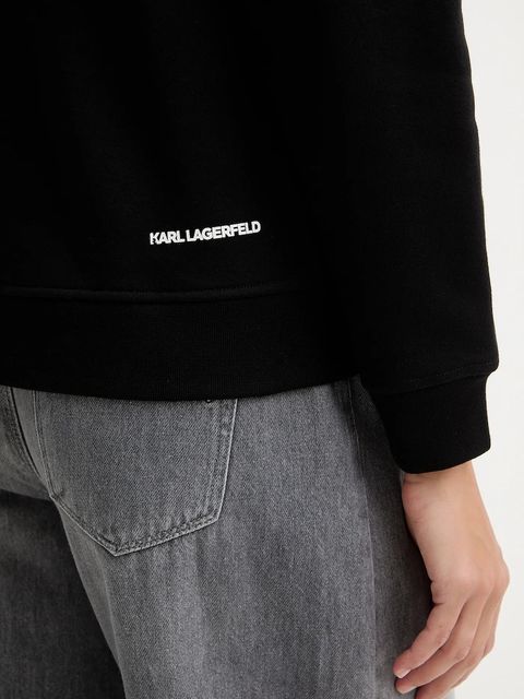 Karl Lagerfeld bluza damska kolor czarny z kapturem z nadrukiem B1W20012