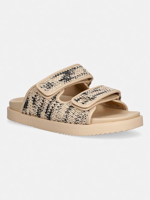 Tommy Hilfiger klapki damskie DOUBLE STRAP RAFFIA SANDAL - zdjęcie produktu nr 1