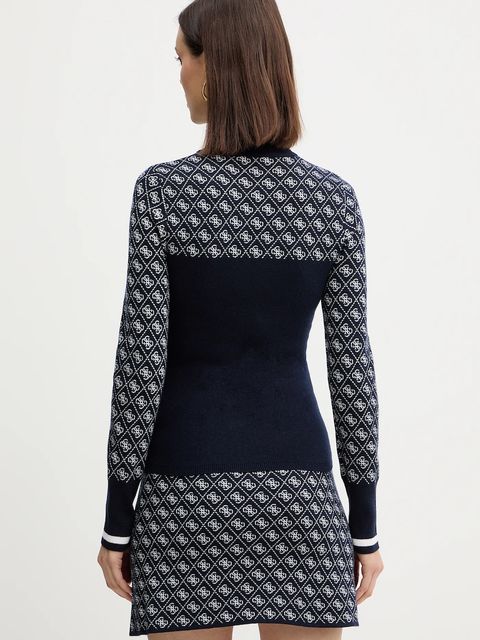 Guess sweter z dodatkiem wełny AUBREY damski kolor granatowy z półgolfem W5BR24 Z3JD2