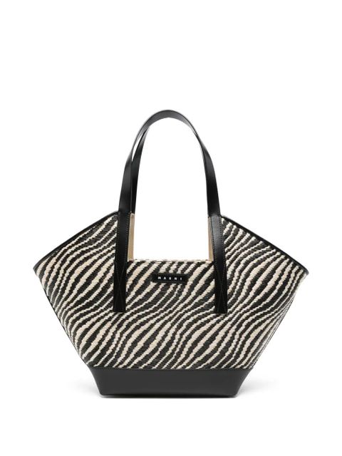Marni small Waves zebra-stripe tote bag - Black - zdjęcie produktu nr 1