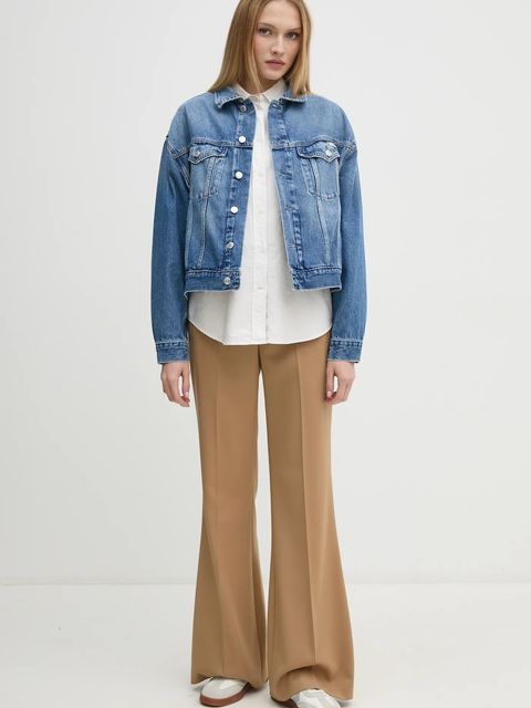 Calvin Klein Jeans kurtka jeansowa damska kolor niebieski przejściowa oversize J20J224546