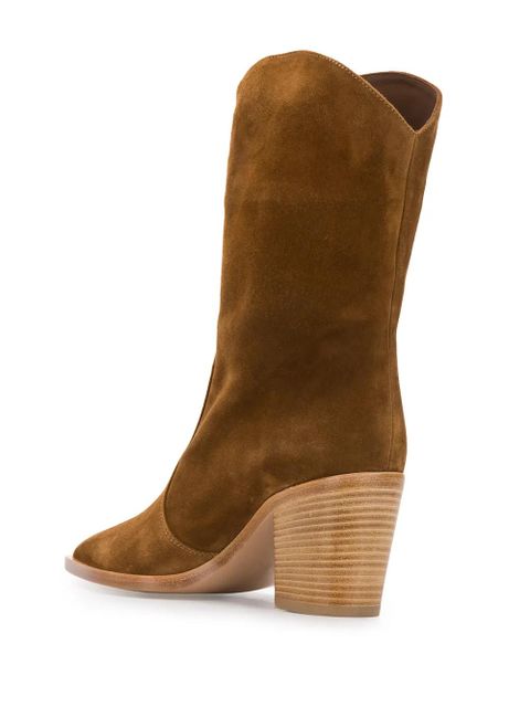 Gianvito Rossi wooden heel cowboy boots - Brown