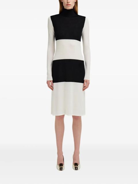 Ferragamo colour-block turtleneck dress - White