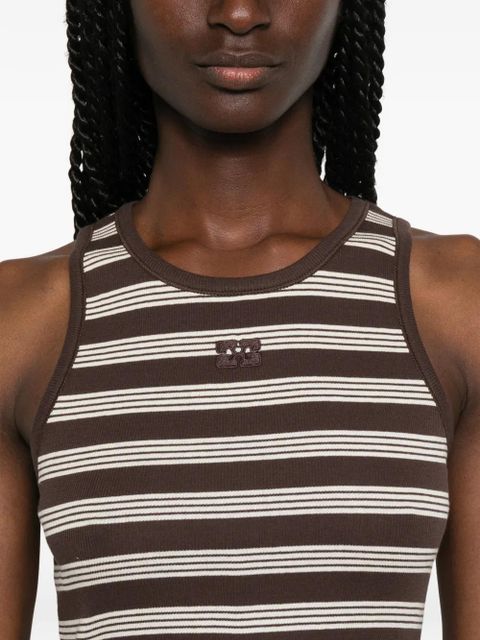 GANNI striped tank top - Brown