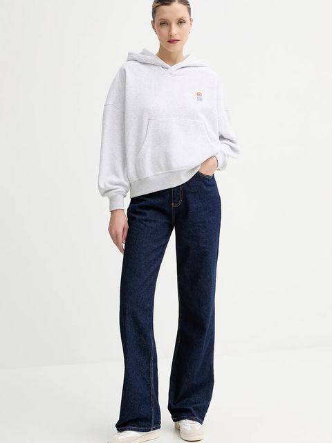 American Vintage bluza damska kolor szary z kapturem melanżowa BAP03C