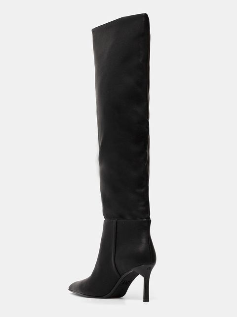 Armani Exchange kozaki damskie kolor czarny na szpilce lekko ocieplone XW001646 AF13876 UC001